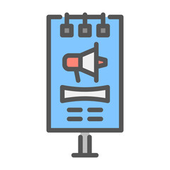 Fototapeta premium billboard filled outline icon. advertising color line illustration.