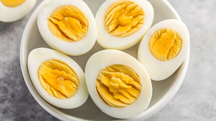 Closeup of Perfectly Boiled Eggs in a Bowl