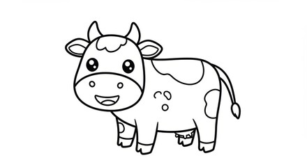 Cute cartoon cow coloring page for kids