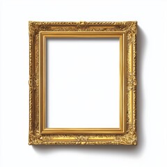 Gold ornate frame mockup, isolated, white background, design