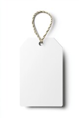 Blank white gift tag, twine, studio, isolated, mockup