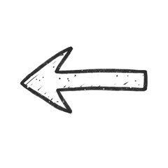 Hand-Drawn Chalk Left Arrow - Organic Texture, Transparent Isolated Art