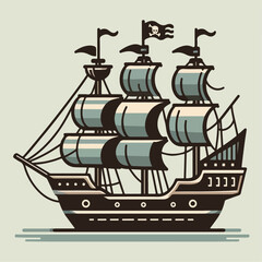 Naklejka premium pirate ship illustration