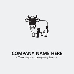 Cow illustration black and white for logo company vector image
