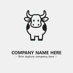 Cow illustration black and white for logo company vector image
