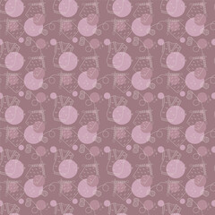 Seamless pattern with waistcoat and handcraft knitting color. Illustration for your projects.