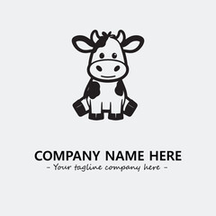 Cow illustration black and white for logo company vector image

