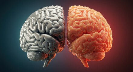 Surreal Brain Halves in Metallic Armor