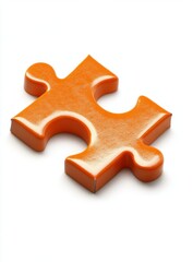Obraz premium Orange puzzle piece on white, solution concept
