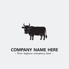 Cow illustration black and white for logo company vector image
