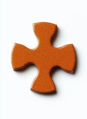 Orange puzzle piece on white background, solution concept (2)