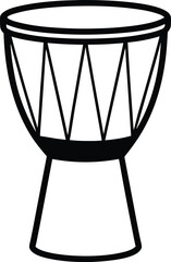 drum sign in flat monochrome vector art.