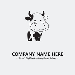 Cow illustration black and white for logo company vector image
