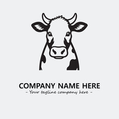 Cow illustration black and white for logo company vector image
