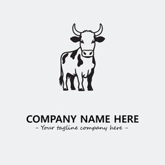 Cow illustration black and white for logo company vector image
