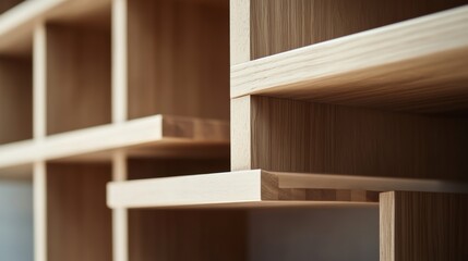 Carpenter creating wooden shelves for an office space. Featuring precision and creativity