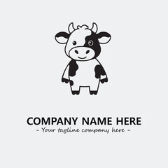 Cow illustration black and white for logo company vector image
