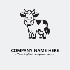 Cow illustration black and white for logo company vector image
