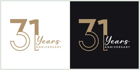 anniversary 31th logotype vector with brown and white color for special celebration day