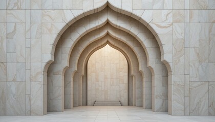 Obraz premium Elegant architectural arches modern mosque image series minimalist environment ground level perspective inspiring serenity