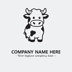 Cow illustration black and white for logo company vector image
