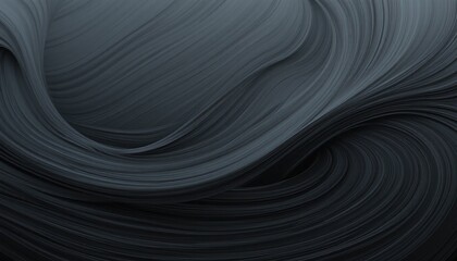 Flowing black waves abstract art digital creation studio space close-up view fluid dynamics concept