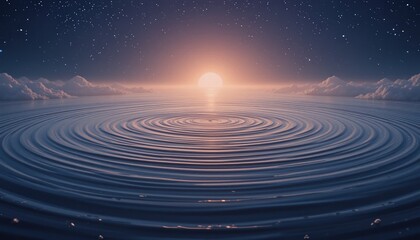 Fototapeta premium Rippling waves under a glowing sunset tranquil ocean scene serene nature vibrant colors aerial view calming concept