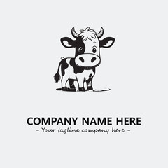 Cow illustration black and white for logo company vector image
