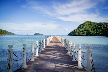 Fototapeta premium the bridge into the sea with dramatic tone