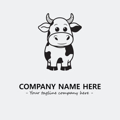 Cow illustration black and white for logo company vector image
