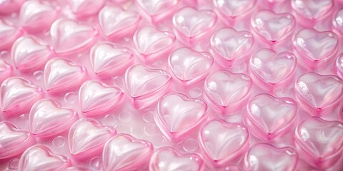 Fototapeta premium Pink Heart Bubble Wrap Pattern Background, Minimalist Photography, Repeating Texture, Abstract Art, Pastel Heart Design