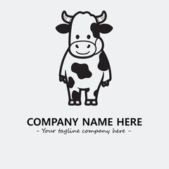 Cow illustration black and white for logo company vector image
