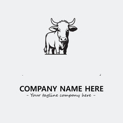 Cow illustration black and white for logo company vector image
