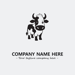Cow illustration black and white for logo company vector image
