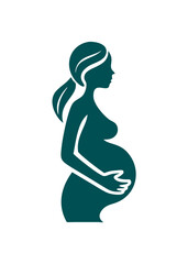A pregnant woman s silhouette teal on black symbolizes motherhood new life and the miracle of pregnancy a powerful