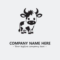 Cow illustration black and white for logo company vector image
