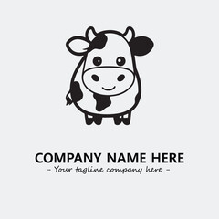 Cow illustration black and white for logo company vector image
