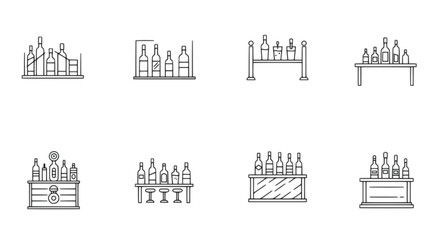 Line Art Illustration Of Containers On Surfaces