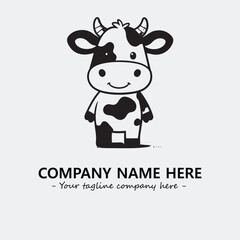 Cow illustration black and white for logo company vector image
