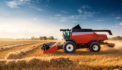 Obraz premium combine harvester on wheat field