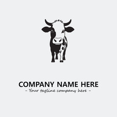 Cow illustration black and white for logo company vector image
