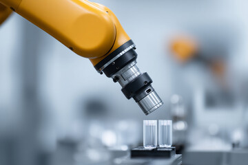 robotic arm delicately handles scientific equipment in laboratory setting