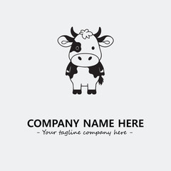 Cow illustration black and white for logo company vector image
