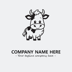 Cow illustration black and white for logo company vector image
