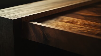 Carpenter measuring wood for a custom furniture project. Featuring woodworking and precision measurements