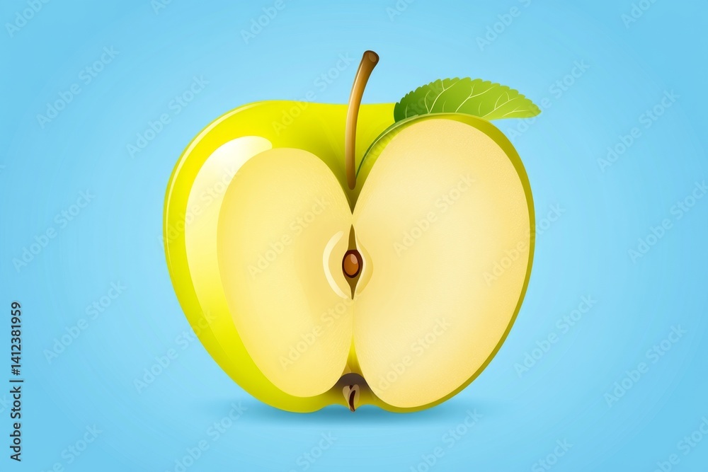 Poster A flat vector design of an apple core, elegantly shaped with crisp edges