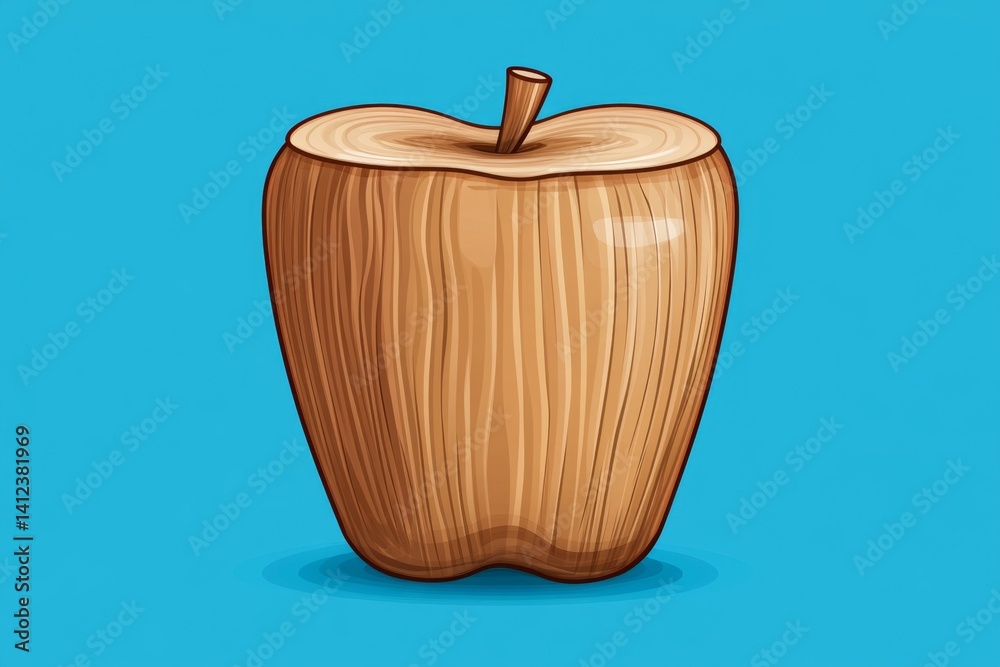 Poster a flat vector design of an apple core, elegantly shaped with crisp edges