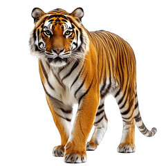 Obraz premium A majestic tiger standing alert with its striking orange and black stripes visible