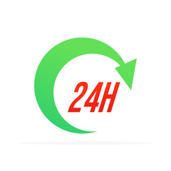 24 hours service icon, colored flat vector. modern and minimalist design