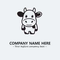 Cow illustration black and white for logo company vector image
